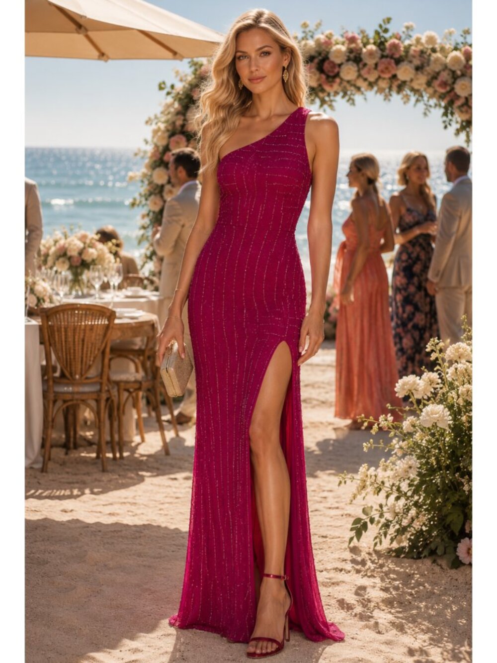 Khanums X Revolve One Shoulder Gown in Ruby Size XS